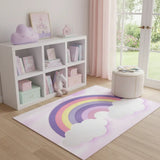 4' X 6' Pink And Purple Rainbows Youthful Washable Area Rug - Homeroots - Flyclothing LLC