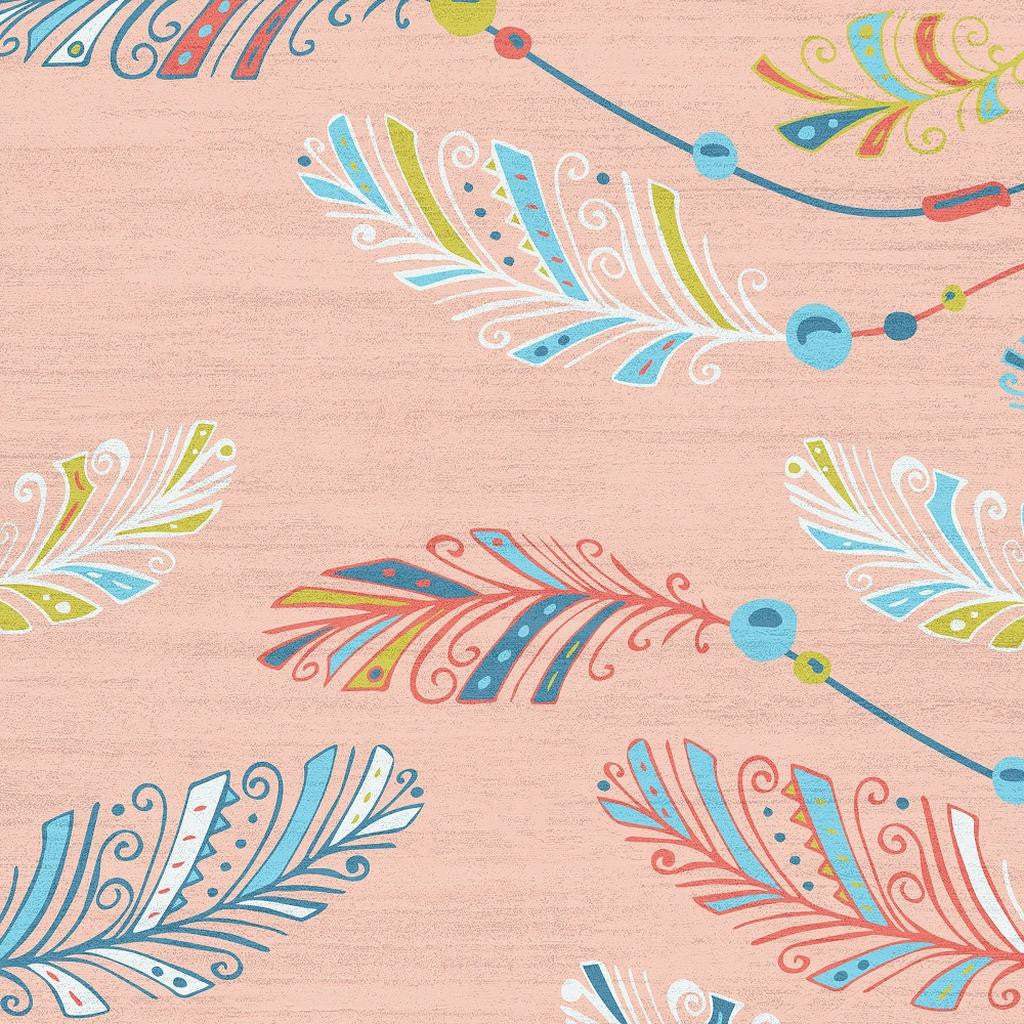 4' X 6' Coral And Aqua Feathers Youthful Washable Area Rug - Homeroots - Flyclothing LLC