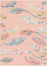 4' X 6' Coral And Aqua Feathers Youthful Washable Area Rug - Homeroots - Flyclothing LLC