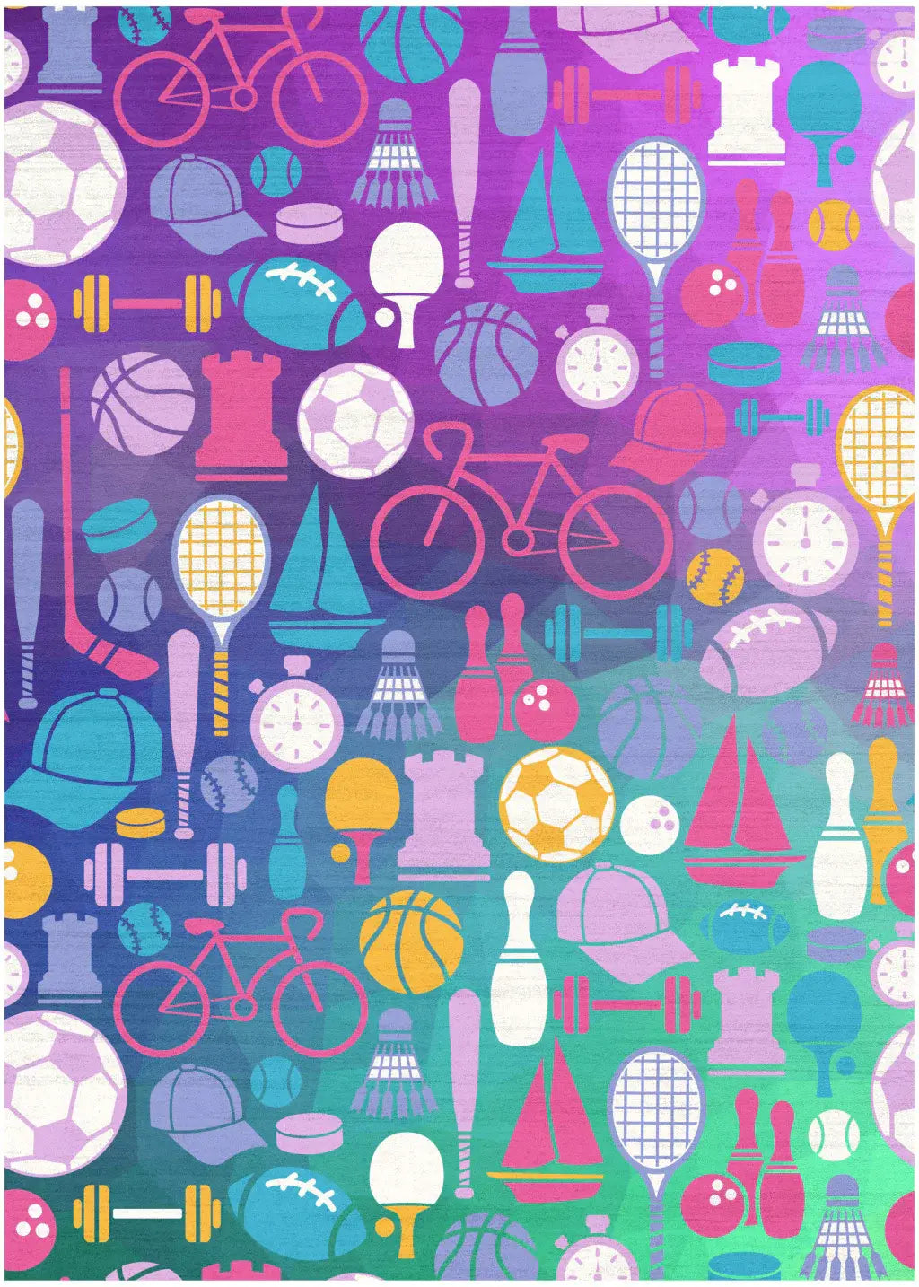 4' X 6' Purple Pink And Blue Sports Youthful Washable Area Rug - Homeroots - Flyclothing LLC