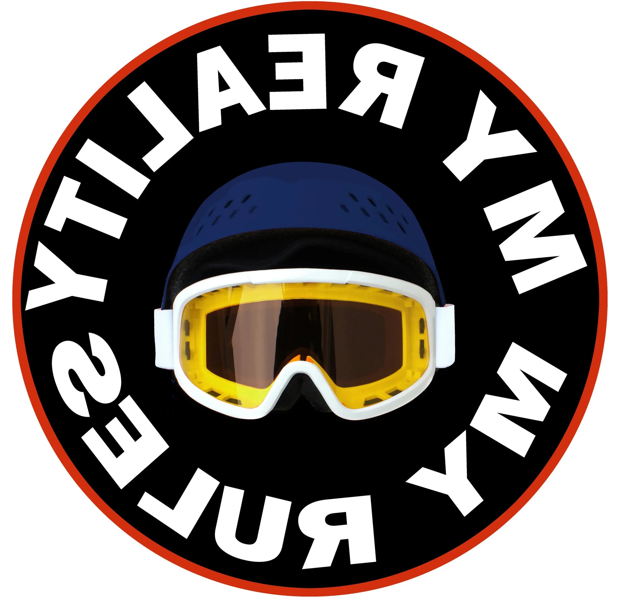 5' Blue White And Gold Snow Goggles Youthful Washable Round Rug - Homeroots - Flyclothing LLC