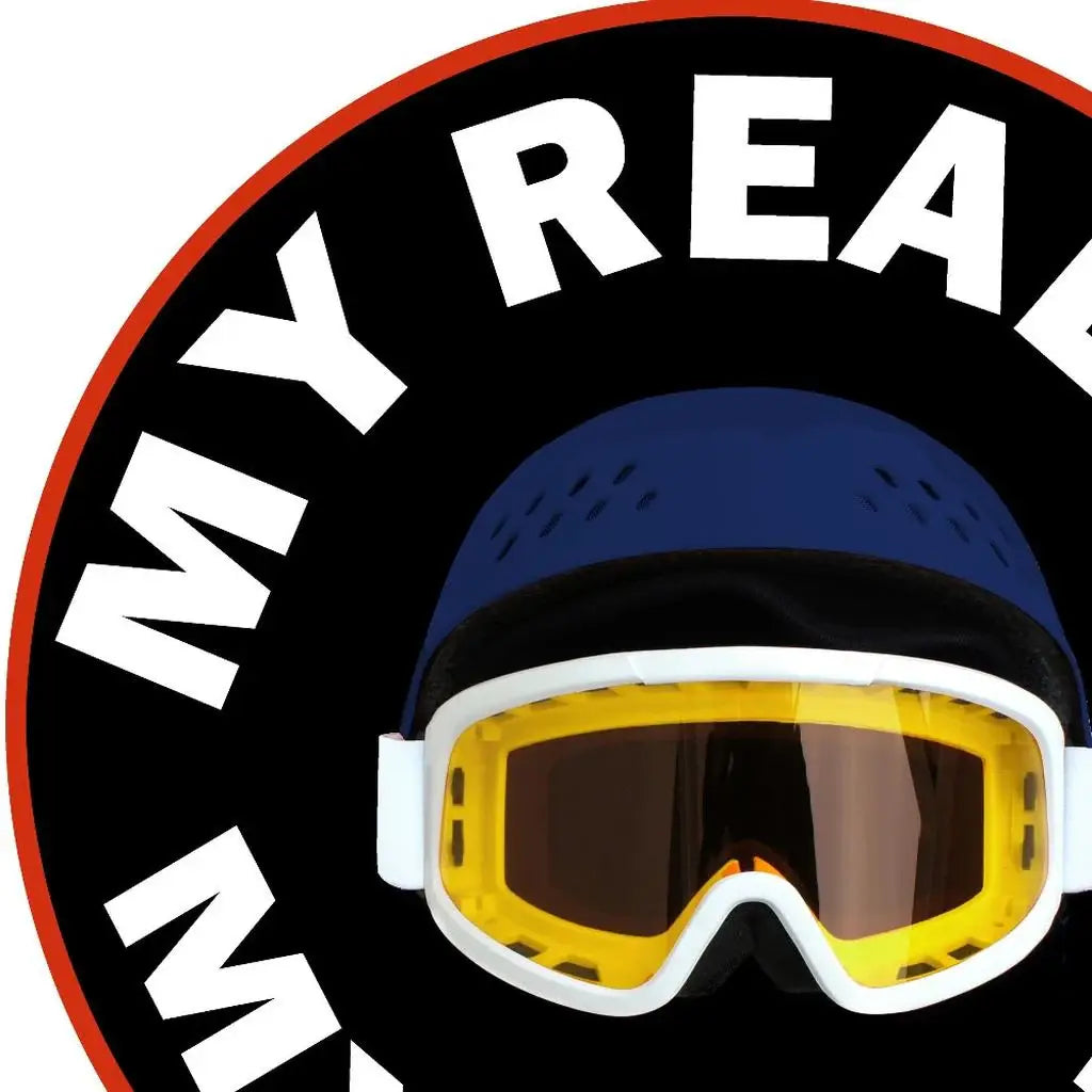 5' Blue White And Gold Snow Goggles Youthful Washable Round Rug - Homeroots - Flyclothing LLC