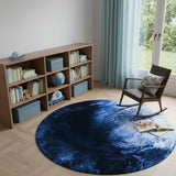 5' Blue And Light Blue Earth Youthful Washable Round Rug - Homeroots - Flyclothing LLC