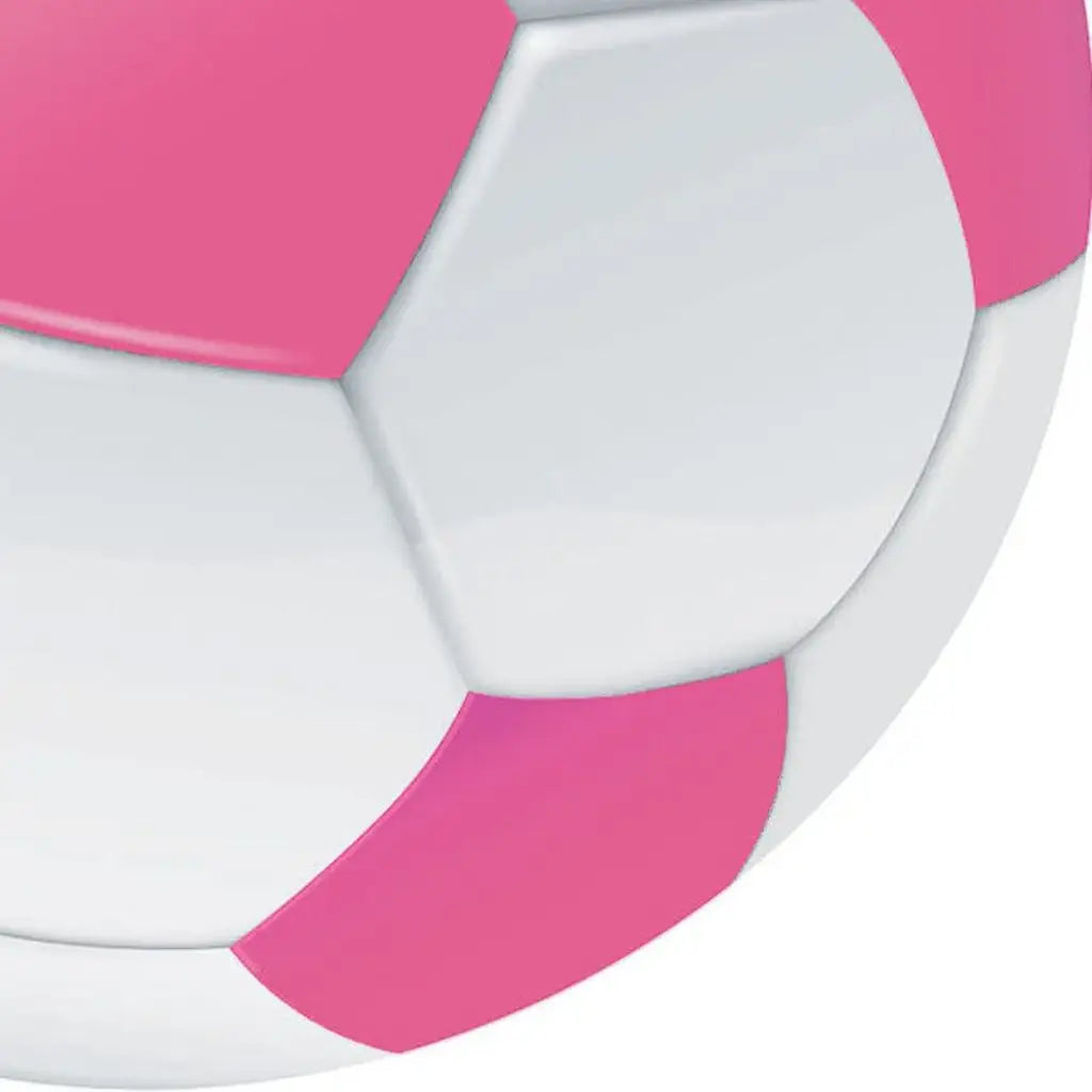 5' Pink And White Soccer Youthful Washable Round Rug - Homeroots - Flyclothing LLC