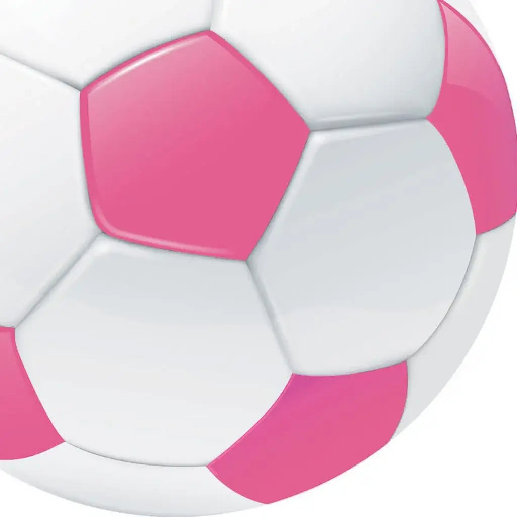 5' Pink And White Soccer Youthful Washable Round Rug - Homeroots - Flyclothing LLC