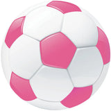 5' Pink And White Soccer Youthful Washable Round Rug - Homeroots - Flyclothing LLC