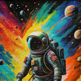 5' X 7' Black Blue And Orange Spaceman Youthful Washable Area Rug - Homeroots - Flyclothing LLC