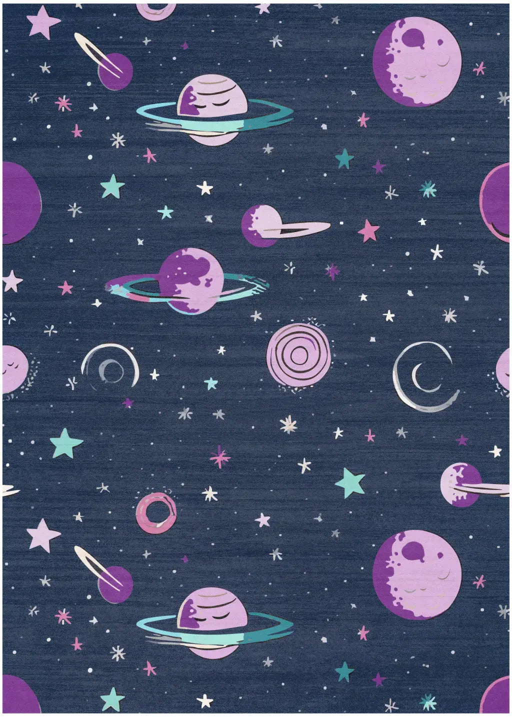 5' X 7' Black Purple And Blue Stars and Moon Youthful Washable Area Rug - Homeroots - Flyclothing LLC