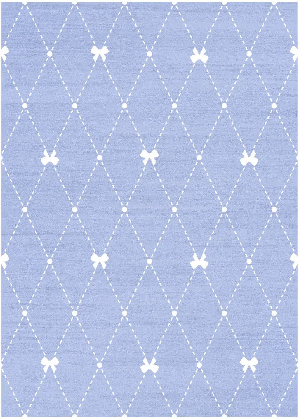 5' X 7' Blue And Ivory Bow Youthful Washable Area Rug - Homeroots - Flyclothing LLC