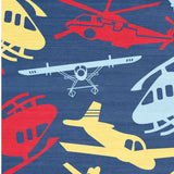5' X 7' Blue Yellow And Red Helicopter Youthful Washable Area Rug - Homeroots - Flyclothing LLC