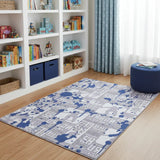 5' X 7' Blue And Gray Skateboard Youthful Washable Area Rug - Homeroots - Flyclothing LLC