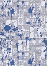 5' X 7' Blue And Gray Skateboard Youthful Washable Area Rug - Homeroots - Flyclothing LLC