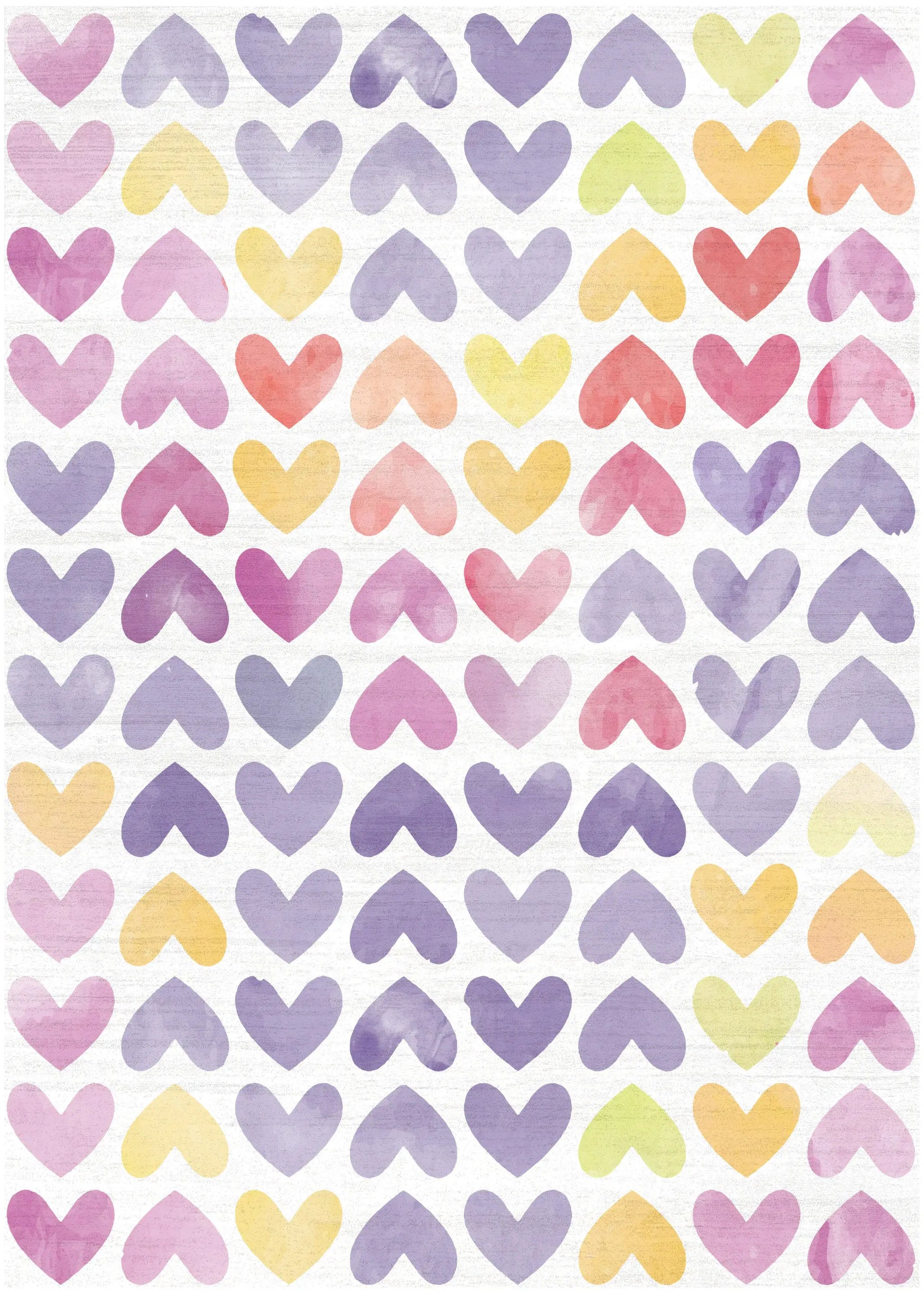 5' X 7' Ivory Pink And Purple Heart Youthful Washable Area Rug - Homeroots - Flyclothing LLC