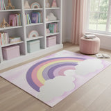 5' X 7' Pink And Purple Rainbows Youthful Washable Area Rug - Homeroots - Flyclothing LLC