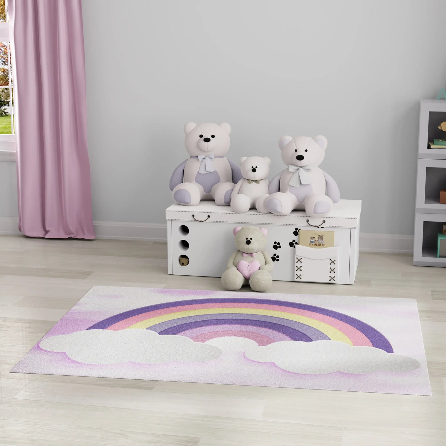 5' X 7' Pink And Purple Rainbows Youthful Washable Area Rug - Homeroots - Flyclothing LLC