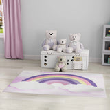 5' X 7' Pink And Purple Rainbows Youthful Washable Area Rug - Homeroots - Flyclothing LLC