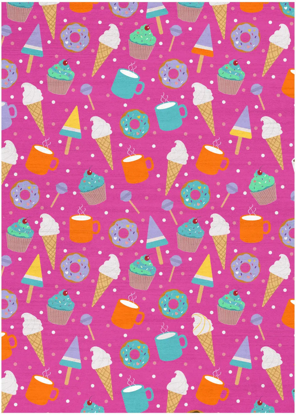 5' X 7' Pink And Blue Ice Cream and Donut Youthful Washable Area Rug - Homeroots - Flyclothing LLC