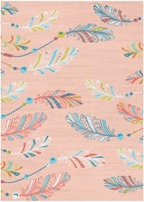 5' X 7' Coral And Aqua Feathers Youthful Washable Area Rug - Homeroots - Flyclothing LLC