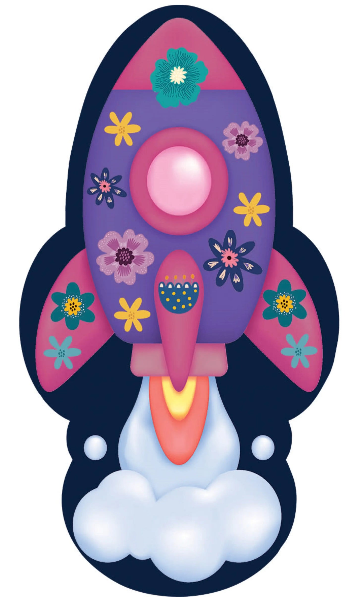 5' X 7' Purple Pink And Blue Spaceships Youthful Washable Area Rug - Homeroots - Flyclothing LLC