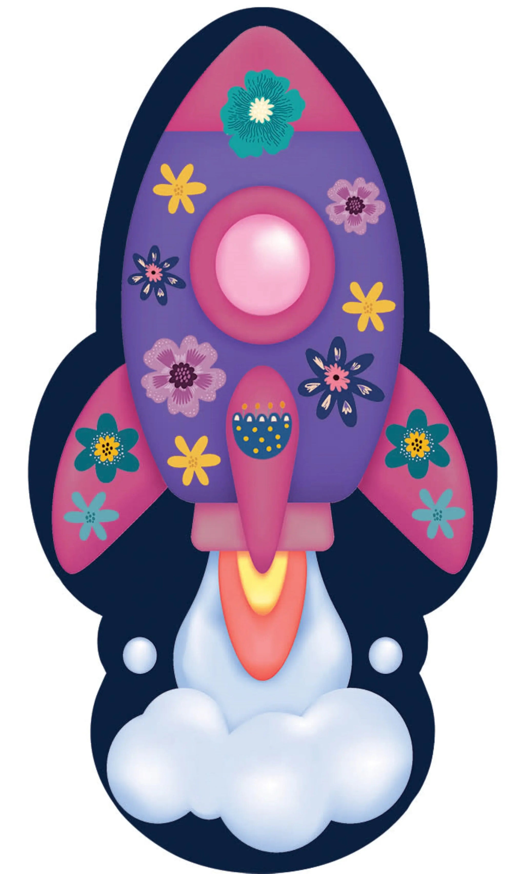 5' X 7' Purple Pink And Blue Spaceships Youthful Washable Area Rug - Homeroots - Flyclothing LLC