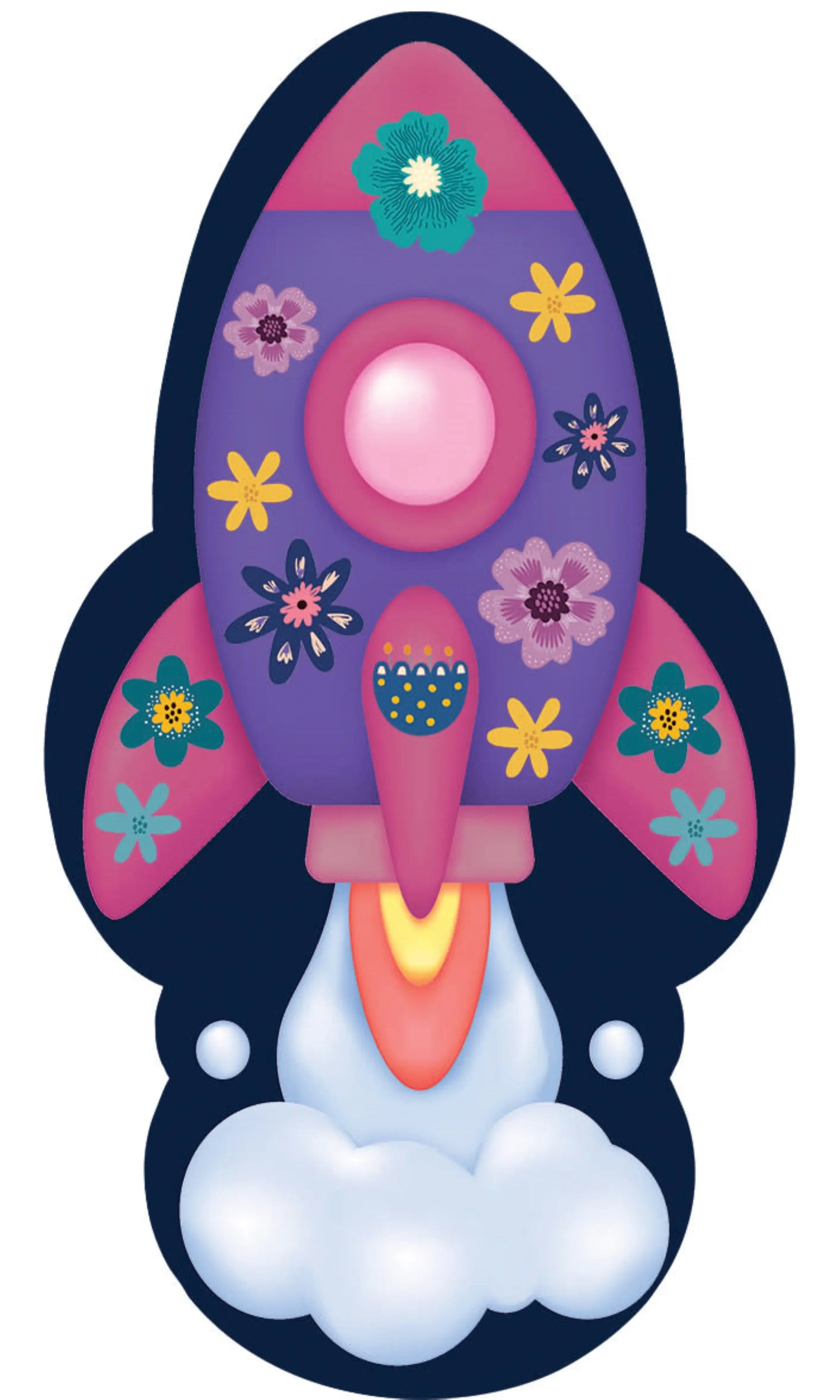 5' X 7' Purple Pink And Blue Spaceships Youthful Washable Area Rug - Homeroots - Flyclothing LLC