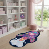 5' X 7' Purple Pink And Blue Spaceships Youthful Washable Area Rug - Homeroots - Flyclothing LLC