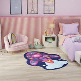 5' X 7' Purple Pink And Blue Spaceships Youthful Washable Area Rug - Homeroots - Flyclothing LLC