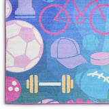 5' X 7' Purple Pink And Blue Sports Youthful Washable Area Rug - Homeroots - Flyclothing LLC