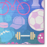 5' X 7' Purple Pink And Blue Sports Youthful Washable Area Rug - Homeroots - Flyclothing LLC