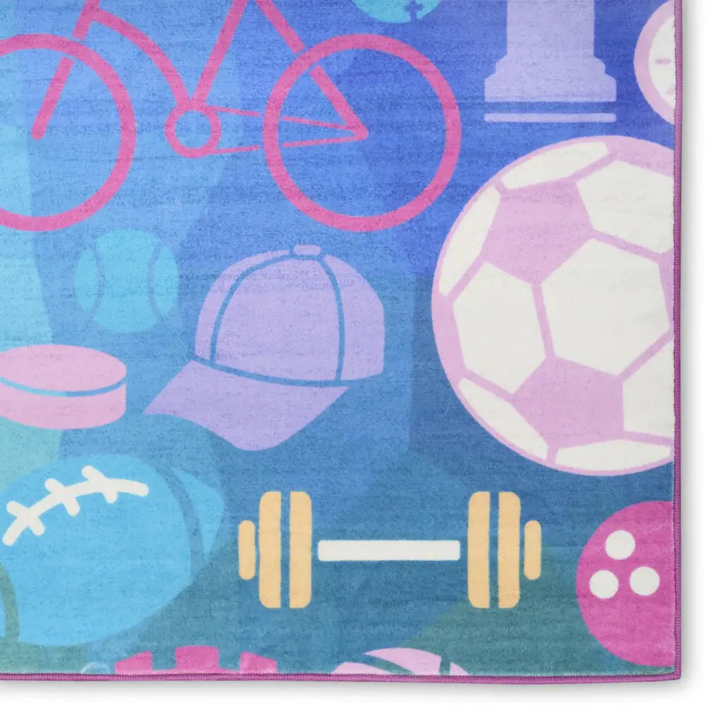5' X 7' Purple Pink And Blue Sports Youthful Washable Area Rug - Homeroots - Flyclothing LLC