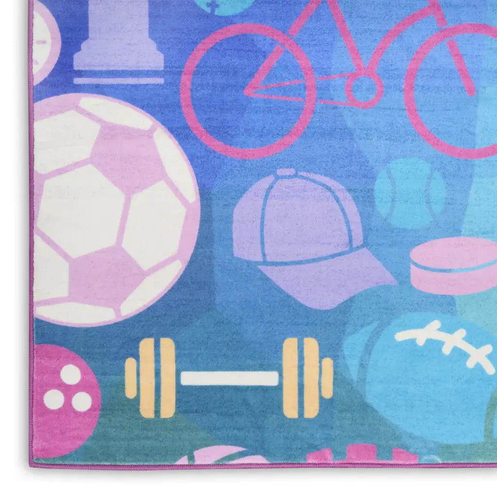 5' X 7' Purple Pink And Blue Sports Youthful Washable Area Rug - Homeroots - Flyclothing LLC