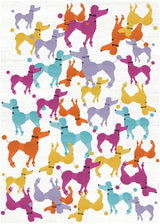 5' X 7' Ivory Blue And Pink Dogs Youthful Washable Area Rug - Homeroots - Flyclothing LLC