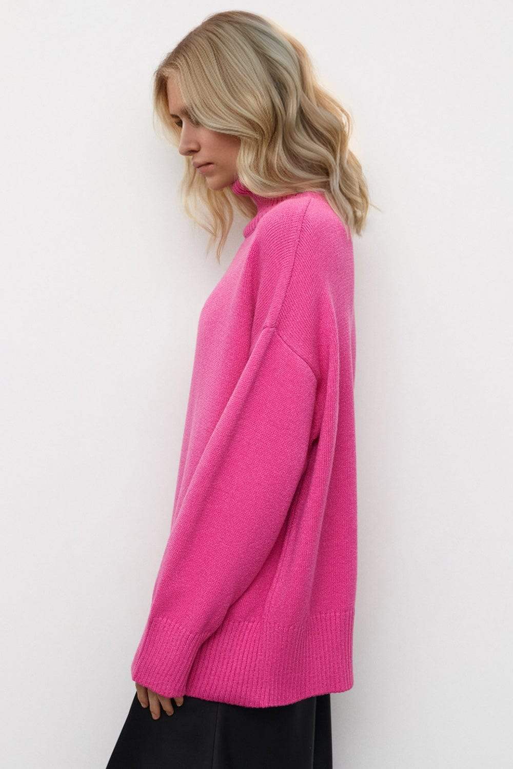 Basic Bae Turtleneck Dropped Shoulder Long Sleeve Sweater - Trendsi - Flyclothing LLC