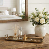 21" Antiqued Gold Aluminum Hammered Vanity Tray With Handles - HomeRoots - Flyclothing LLC