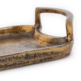 21" Antiqued Gold Aluminum Hammered Vanity Tray With Handles - HomeRoots - Flyclothing LLC