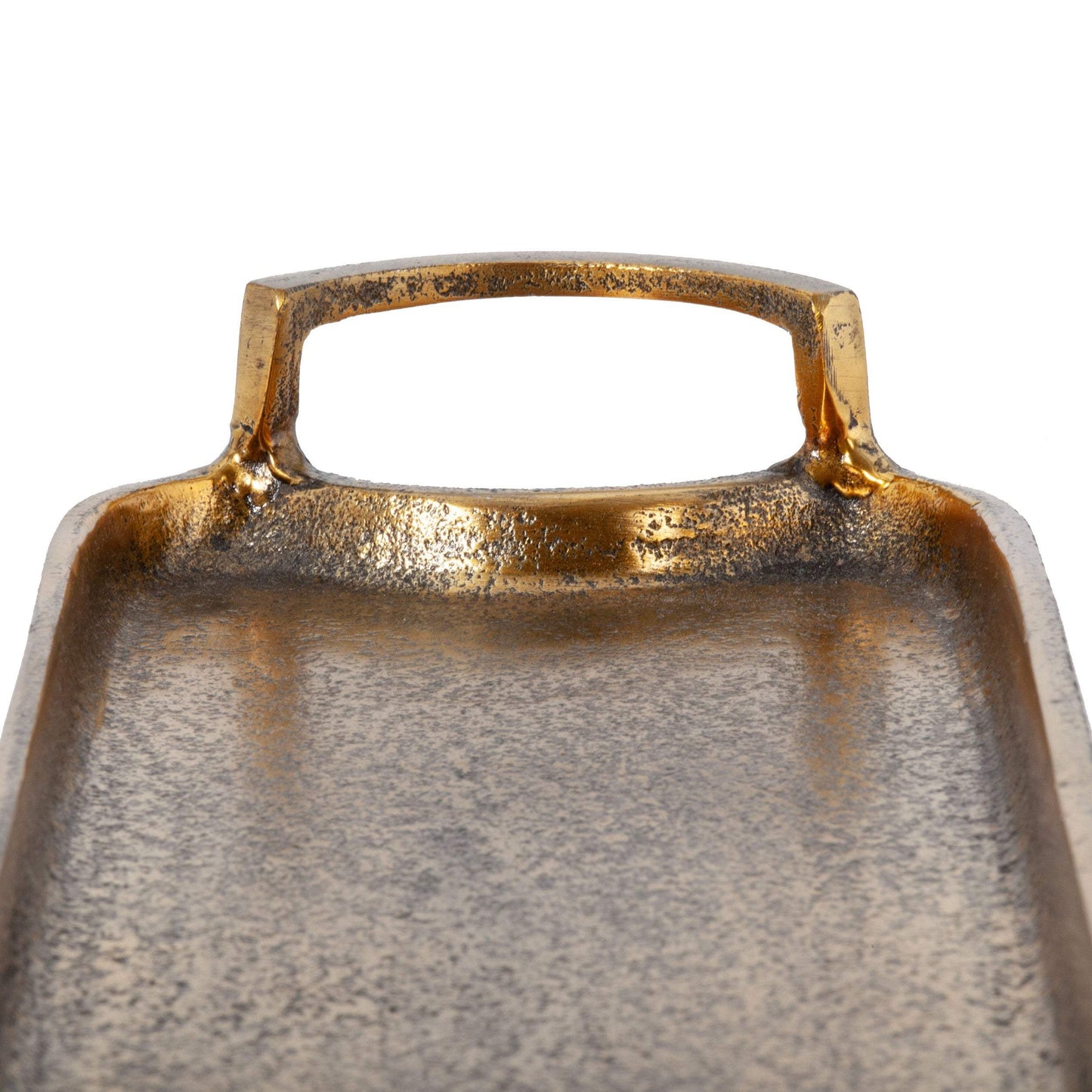 21" Antiqued Gold Aluminum Hammered Vanity Tray With Handles - HomeRoots - Flyclothing LLC