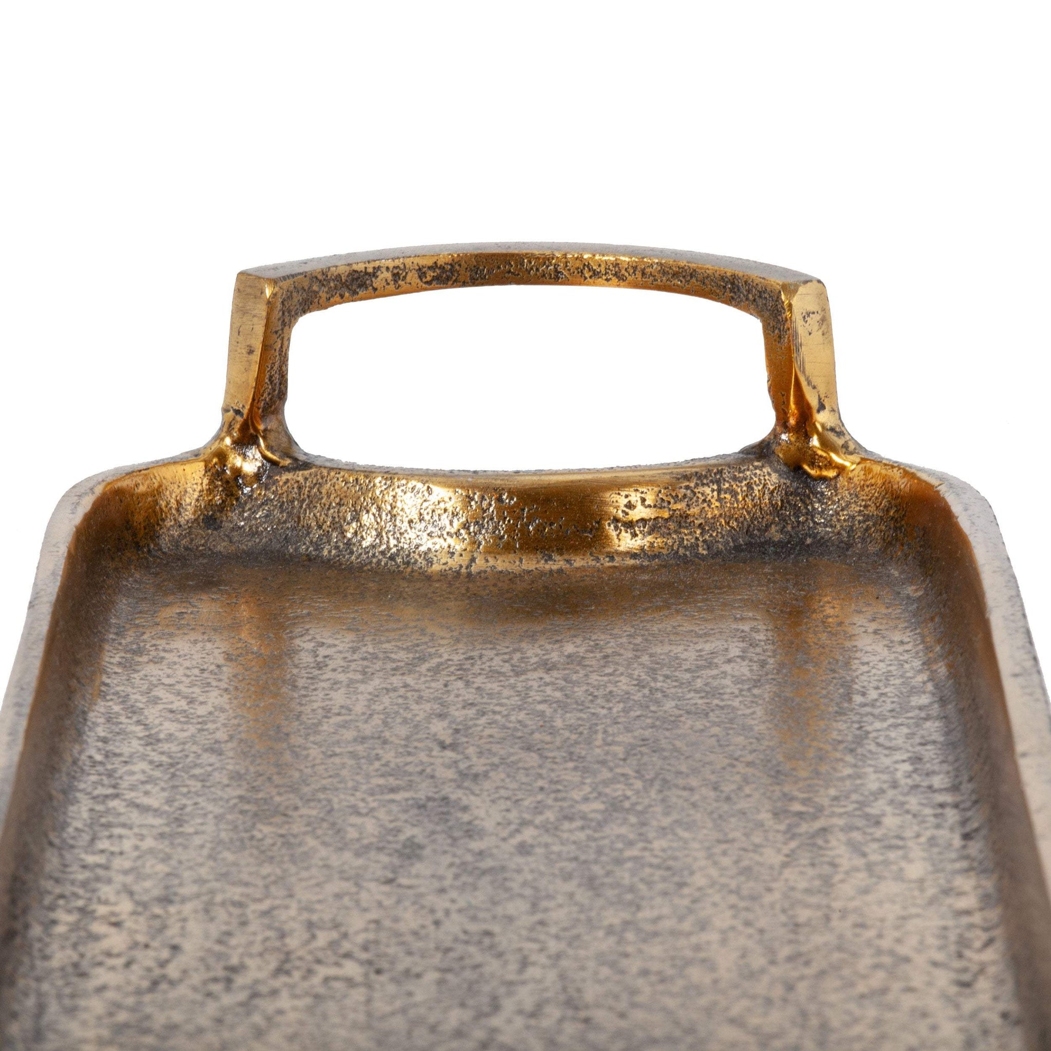 21" Antiqued Gold Aluminum Hammered Vanity Tray With Handles - HomeRoots - Flyclothing LLC