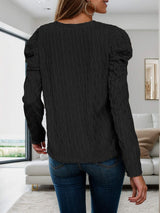 V-Neck Puff Sleeve Top - Trendsi - Flyclothing LLC