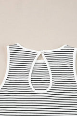 Striped Ribbed Round Neck Tank - Trendsi - Flyclothing LLC