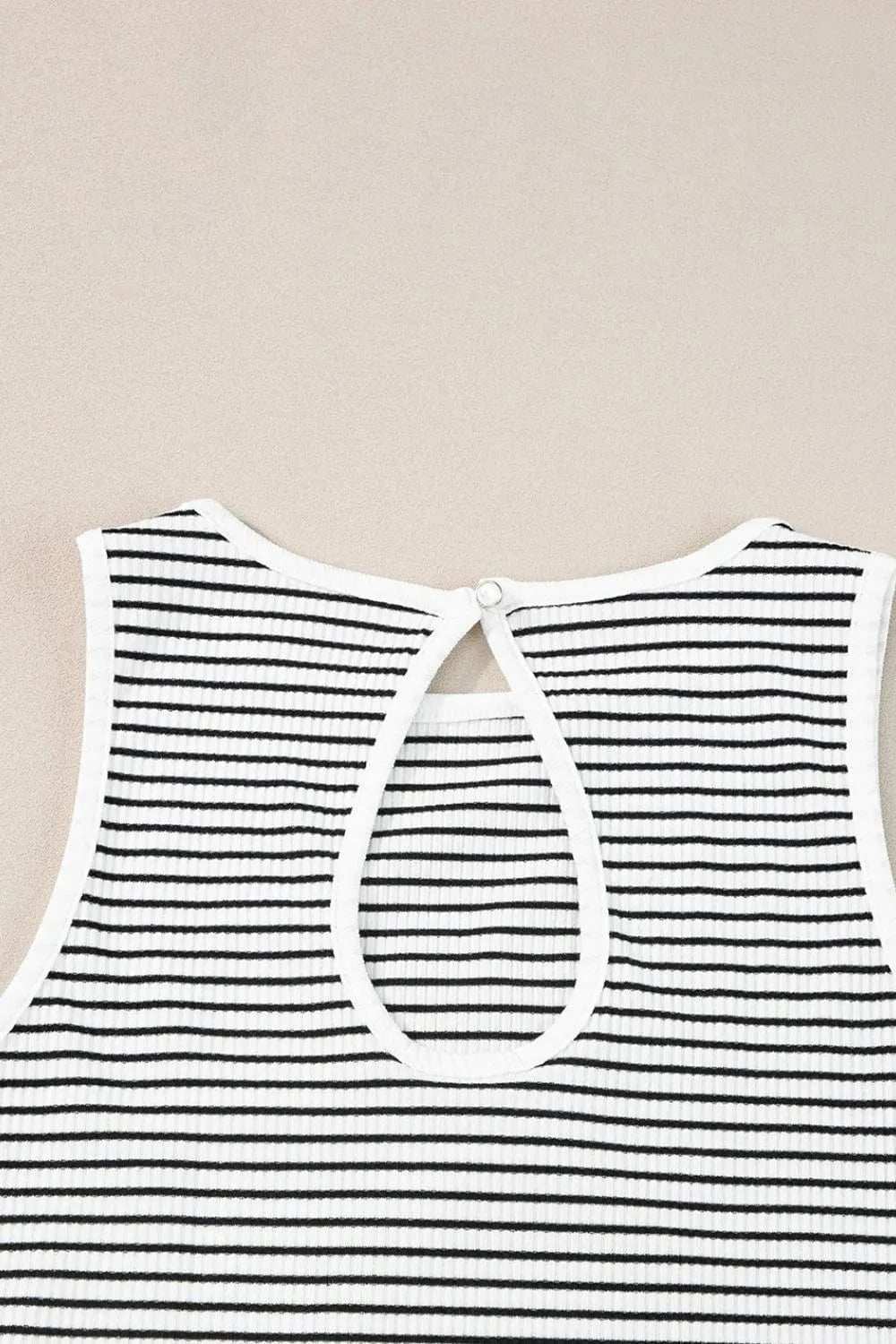 Striped Ribbed Round Neck Tank - Trendsi - Flyclothing LLC