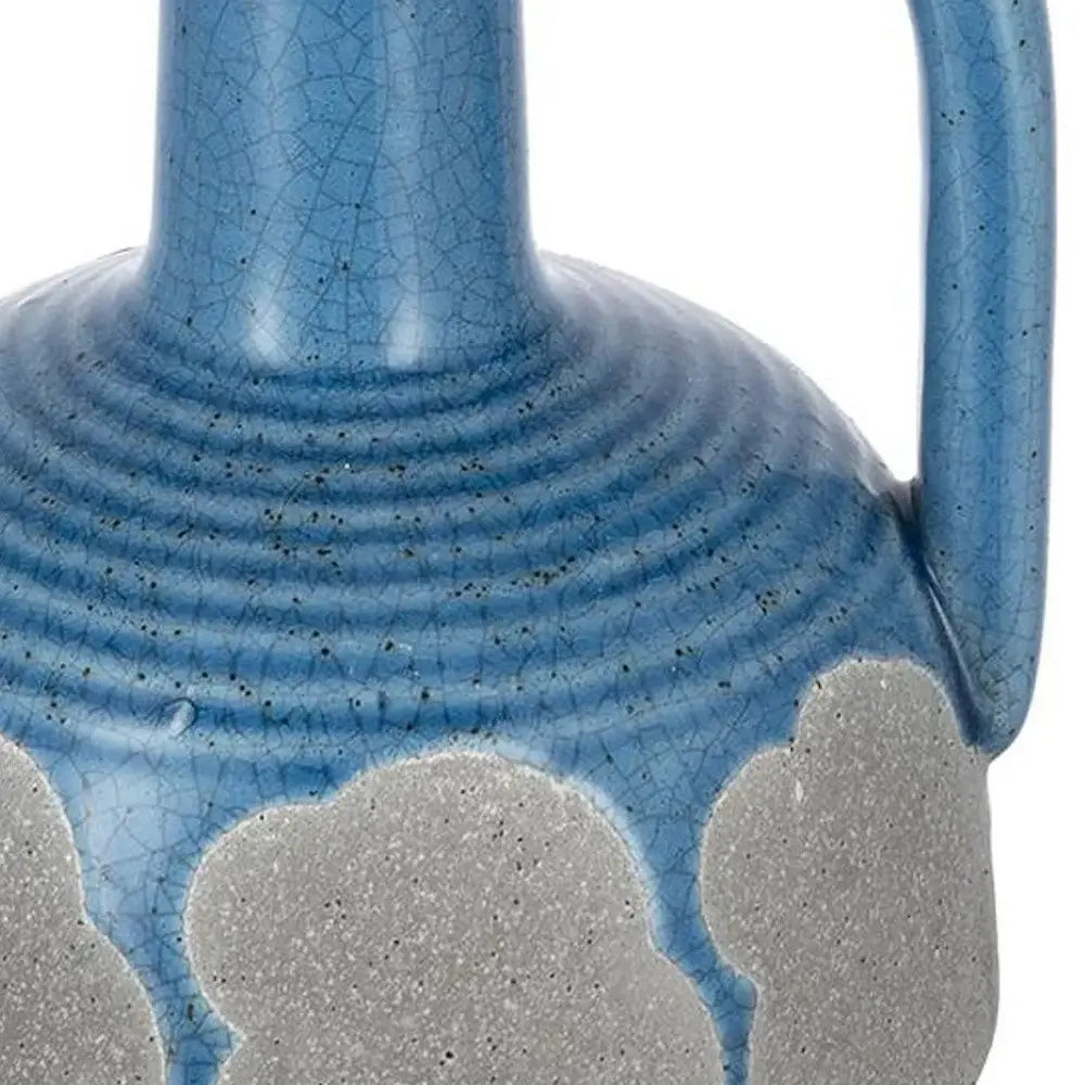 9" Blue And Gray Ceramic Urn Jug Vase - Homeroots - Flyclothing LLC