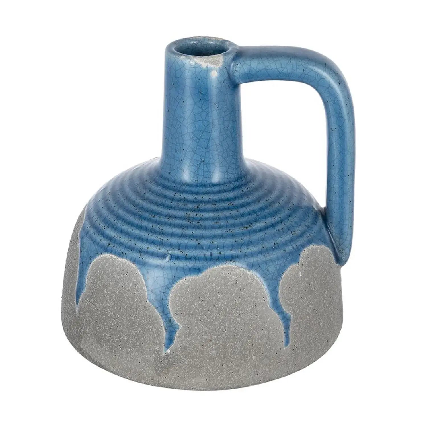 9" Blue And Gray Ceramic Urn Jug Vase - Homeroots - Flyclothing LLC