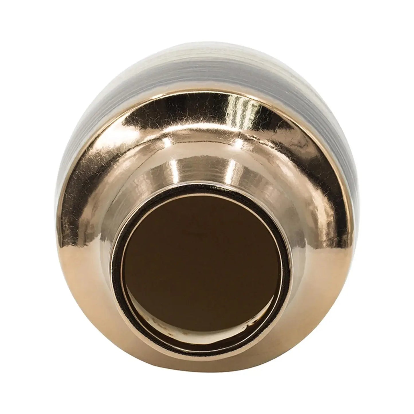 11" Brown And Bronze Striped Ceramic Round Table Vase - Homeroots - Flyclothing LLC