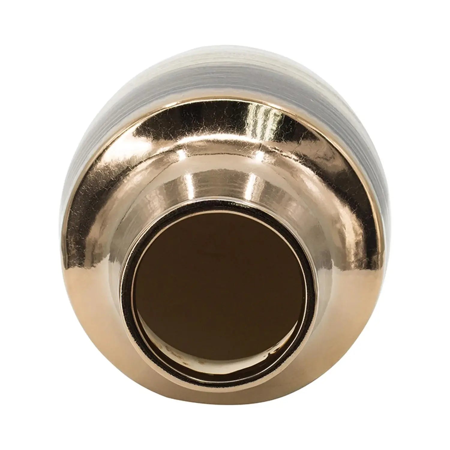 11" Brown And Bronze Striped Ceramic Round Table Vase - Homeroots - Flyclothing LLC
