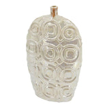 16" Cream Geometric Ceramic Bud Table Vase - Homeroots - Flyclothing LLC