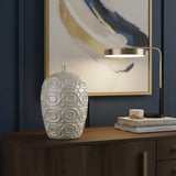 20" Cream Geometric Ceramic Bud Table Vase - Homeroots - Flyclothing LLC