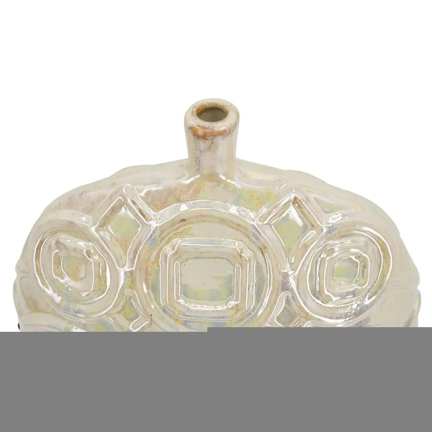 20" Cream Geometric Ceramic Bud Table Vase - Homeroots - Flyclothing LLC