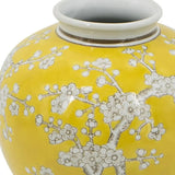 9" Yellow And White Chinoiserie Floral Porcelain Table Vase - Homeroots - Flyclothing LLC