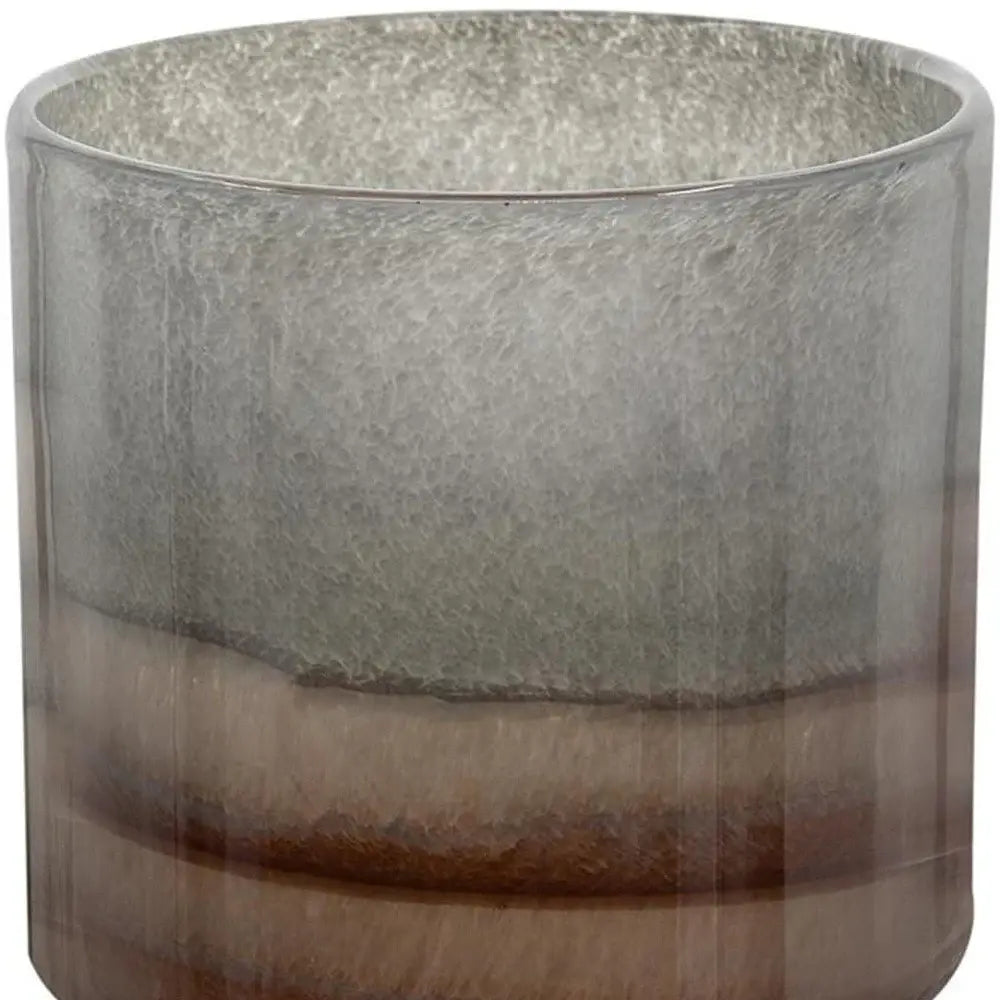 9" Gray And Brown Ombre Glass Round Table Vase - Homeroots - Flyclothing LLC