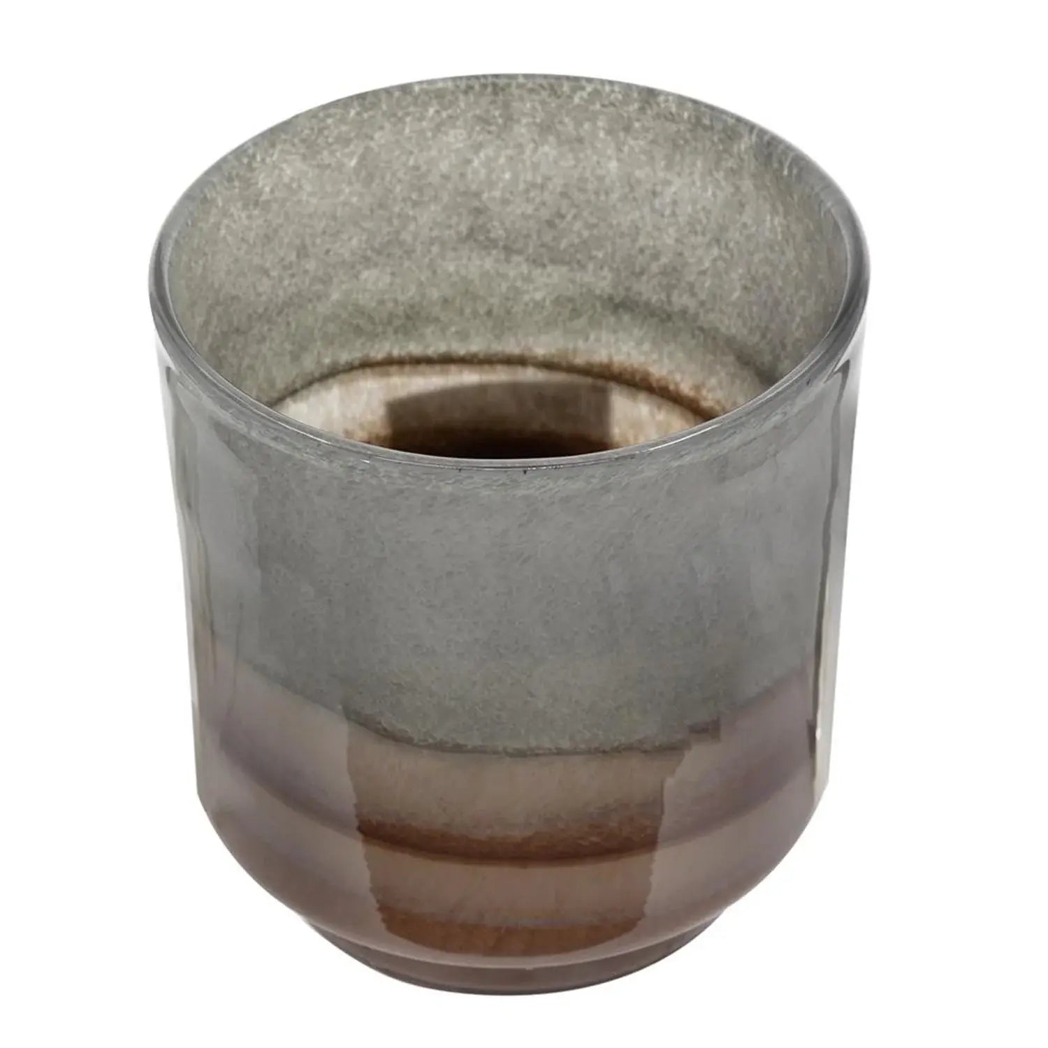 9" Gray And Brown Ombre Glass Round Table Vase - Homeroots - Flyclothing LLC